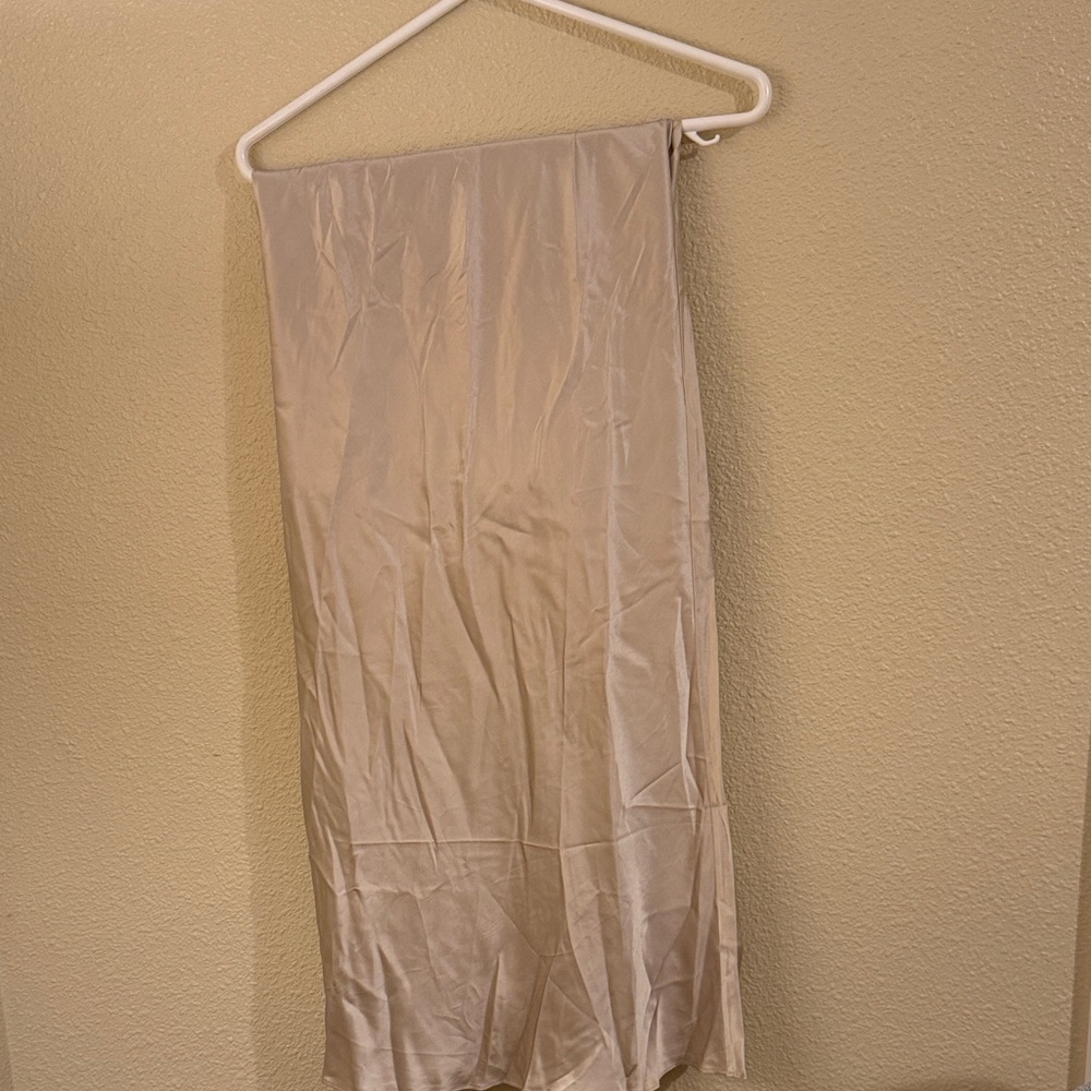 Quince Beige Satin Midi Skirt